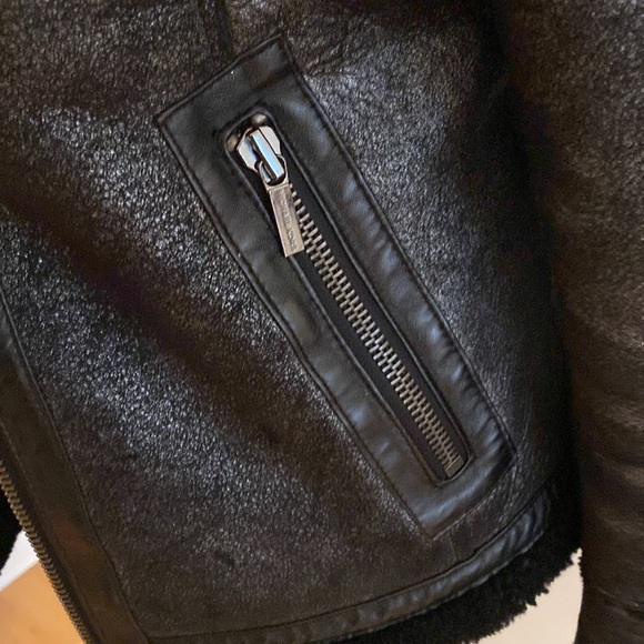 Michael Kors Lamb Wool Leather Jacket Coat Black S - Picture 5 of 12